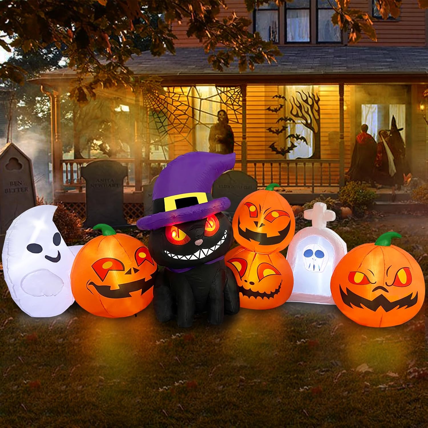 **Best Danxilu 8 FT Long Outdoor Halloween Inflatables, Special Black Cat Decor...