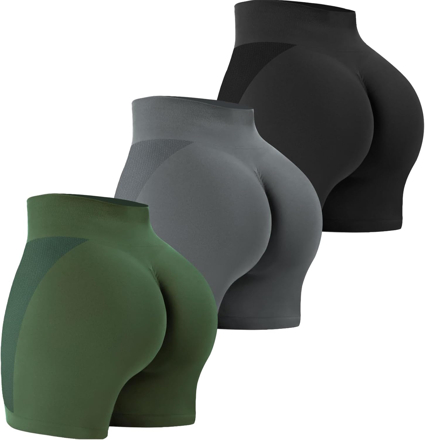 High-Quality VVX 3 Piece Workout Shorts, Seamless High Waist Butt Lifting Shorts...