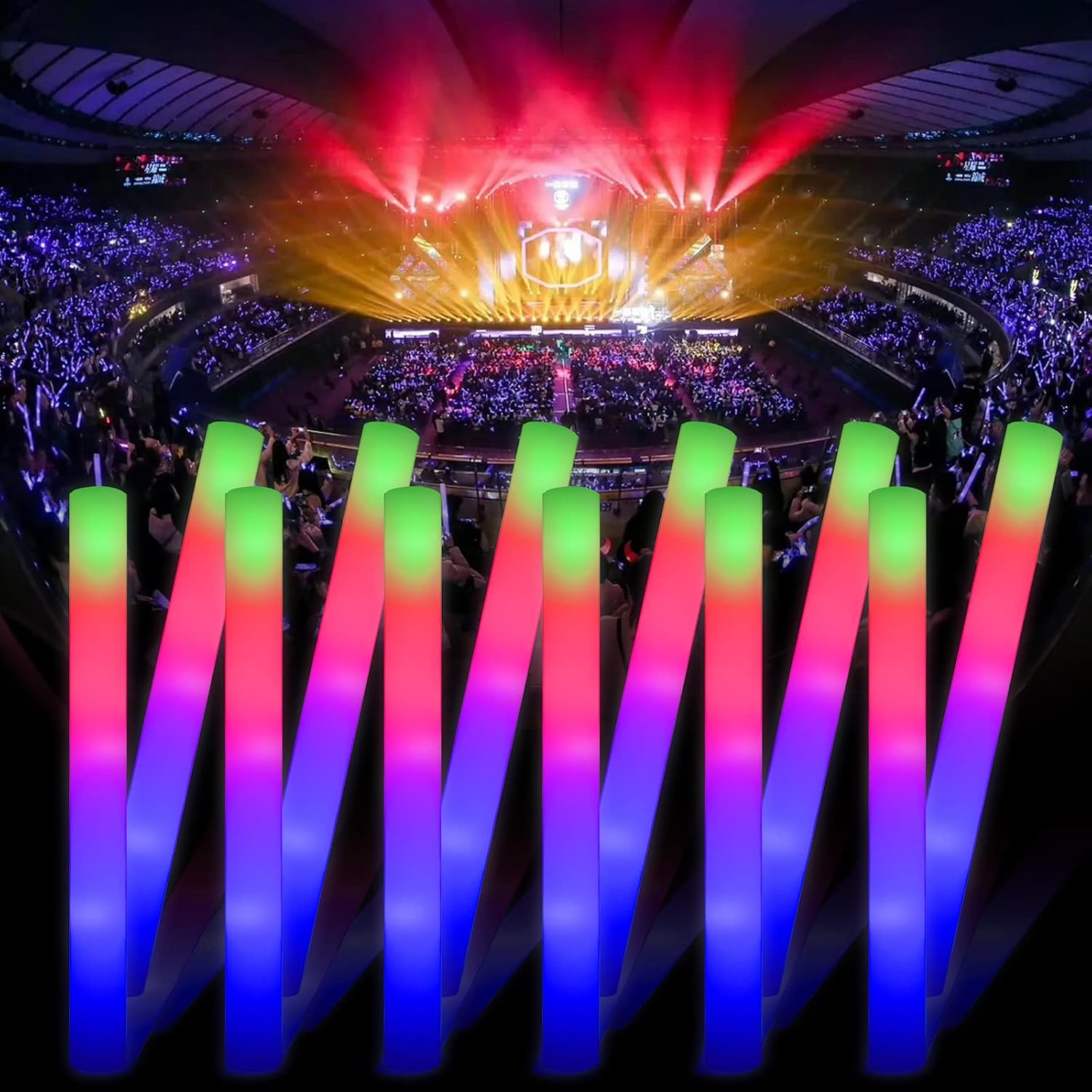 156pcs Foam Glow Sticks Bulk,LED Foam Sticks Wedding Party Favors Supplies 3 Fla...