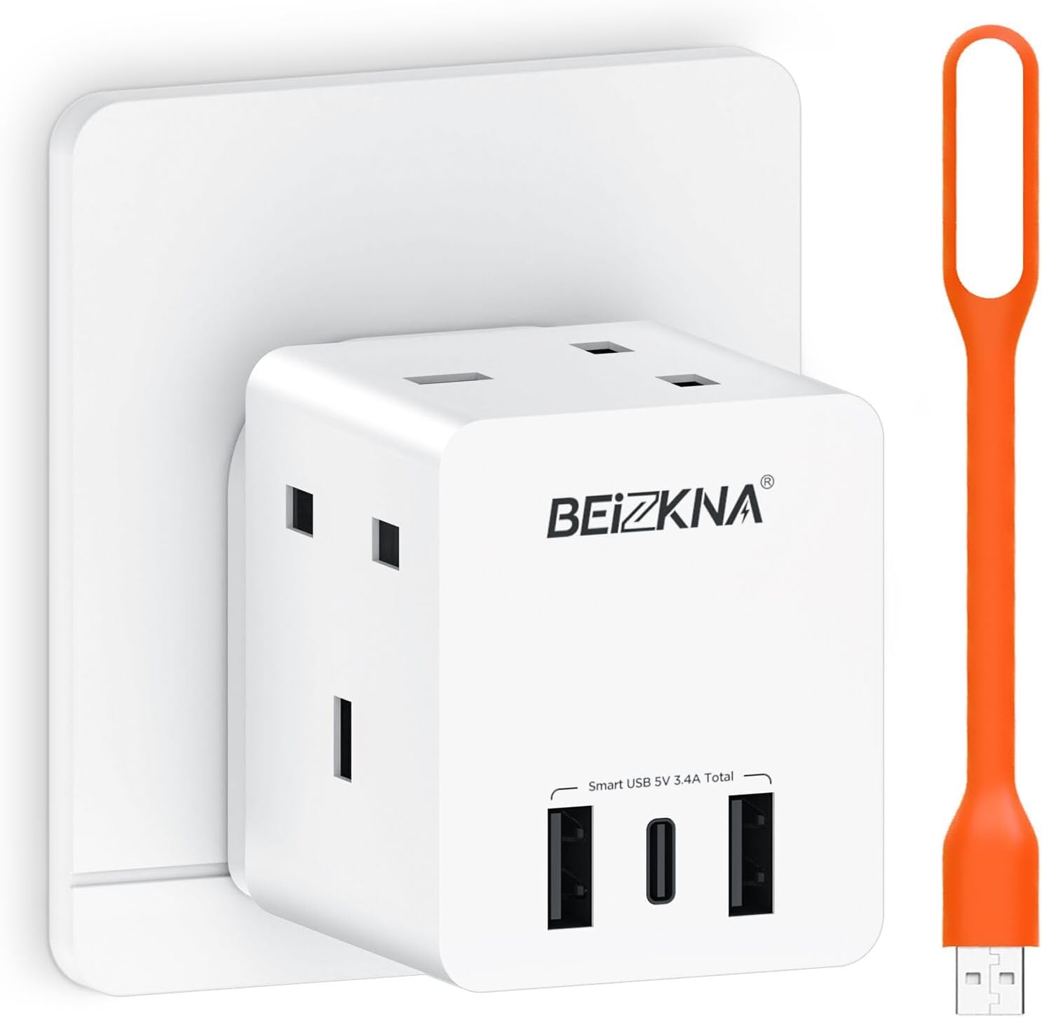 Multi Plug Adapter with USB 3 Way Plug Adaptor Extension Socket Block Cube Multi...