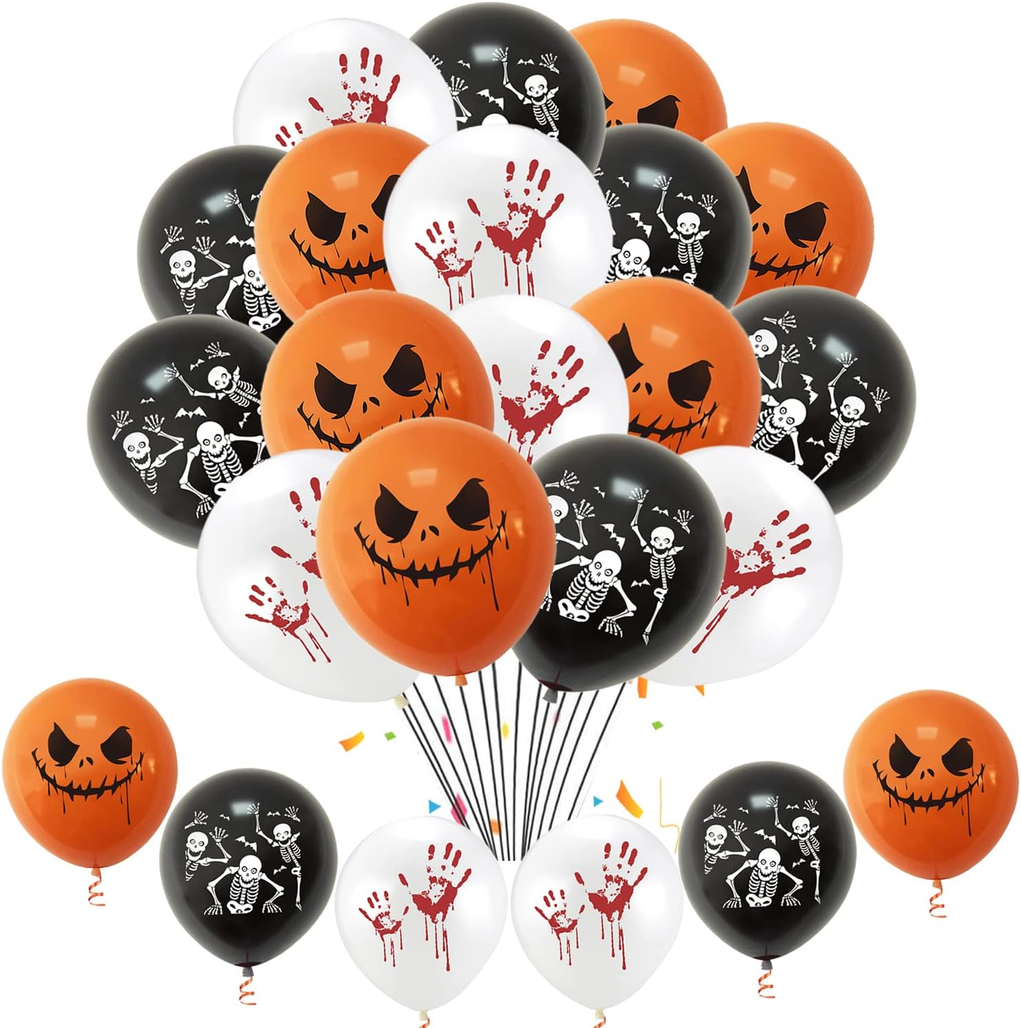 50pcs Halloween Balloons Decorations Set, 12 Inch Black Orange White Balloons Ha...