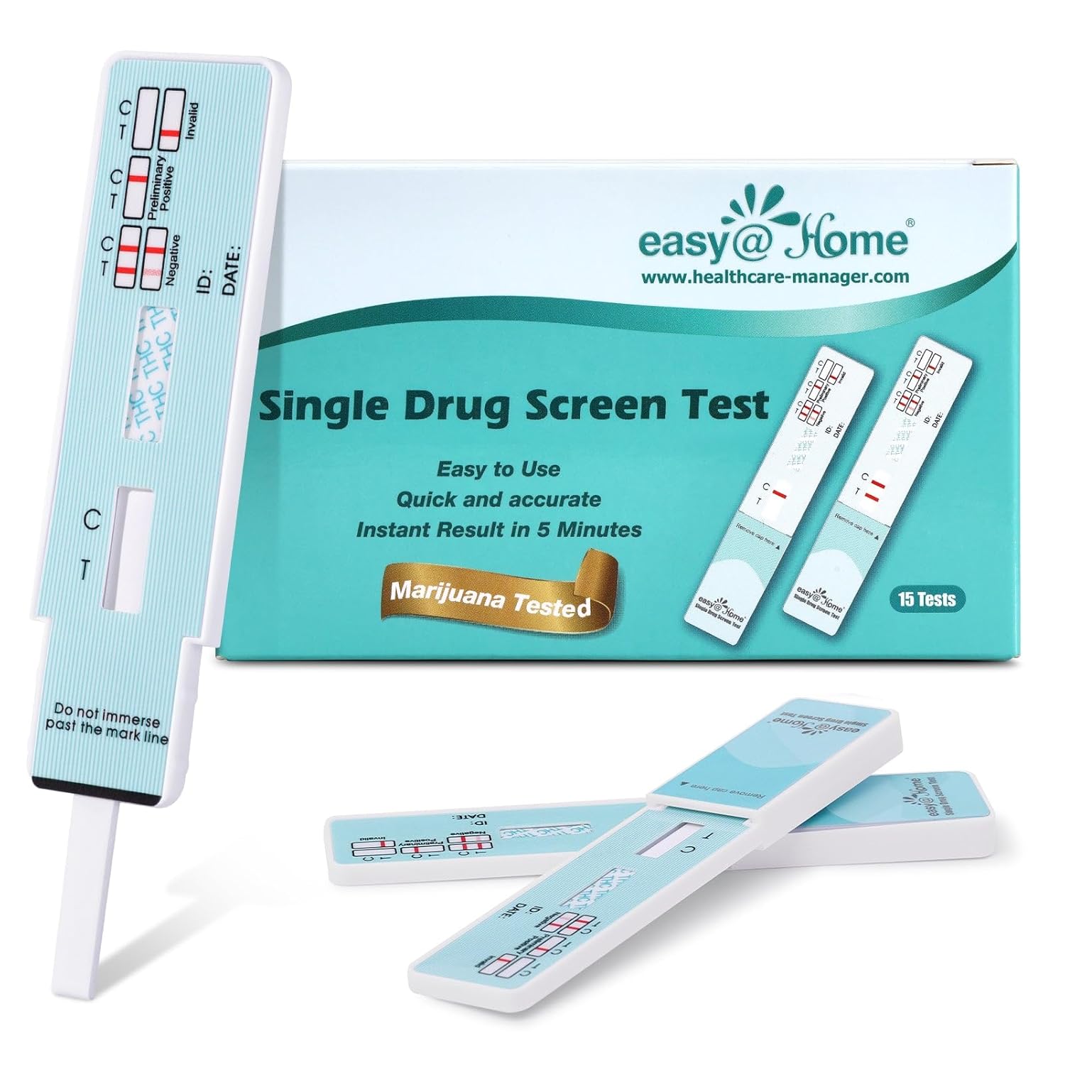 15 Pack Easy@Home Marijuana (THC) Single Panel Drug Tests Kit - #EDTH-114 15 Cou...