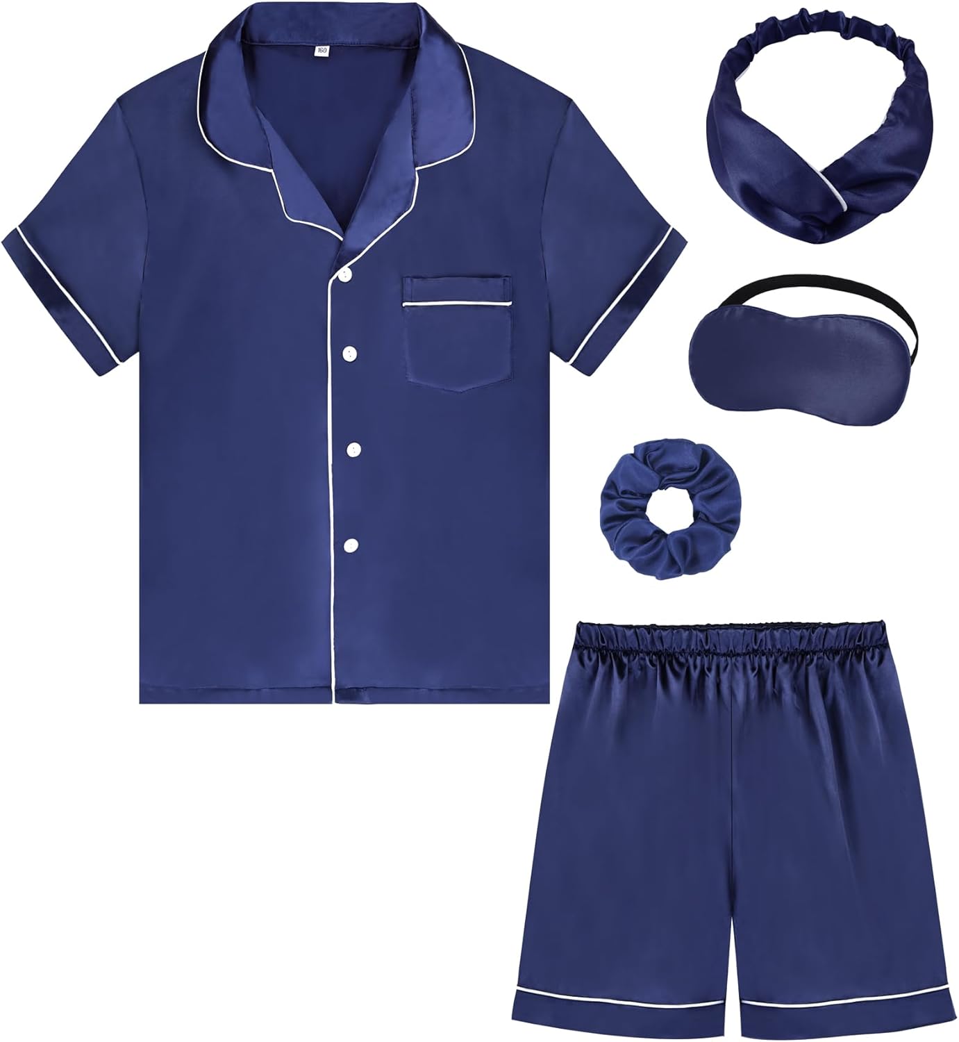 Kids Girl Pajama Set with Headband Blindfold Hair Tie Toddler Boy Girl Satin Sil...