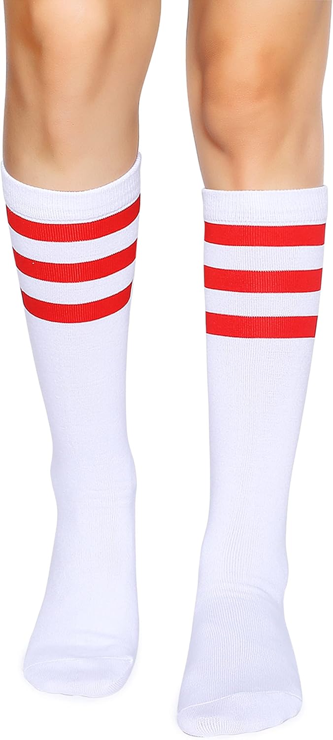 Henwarry Classic Tube Socks, Special Over the Calf Socks with Triple Stripes, In...