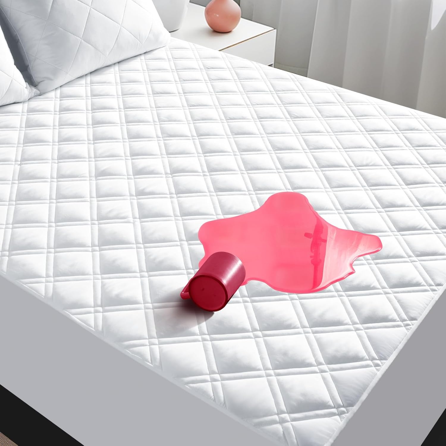 King Mattress Protector, Special Waterproof Quilted Mattress Pad Cover with Fitt...