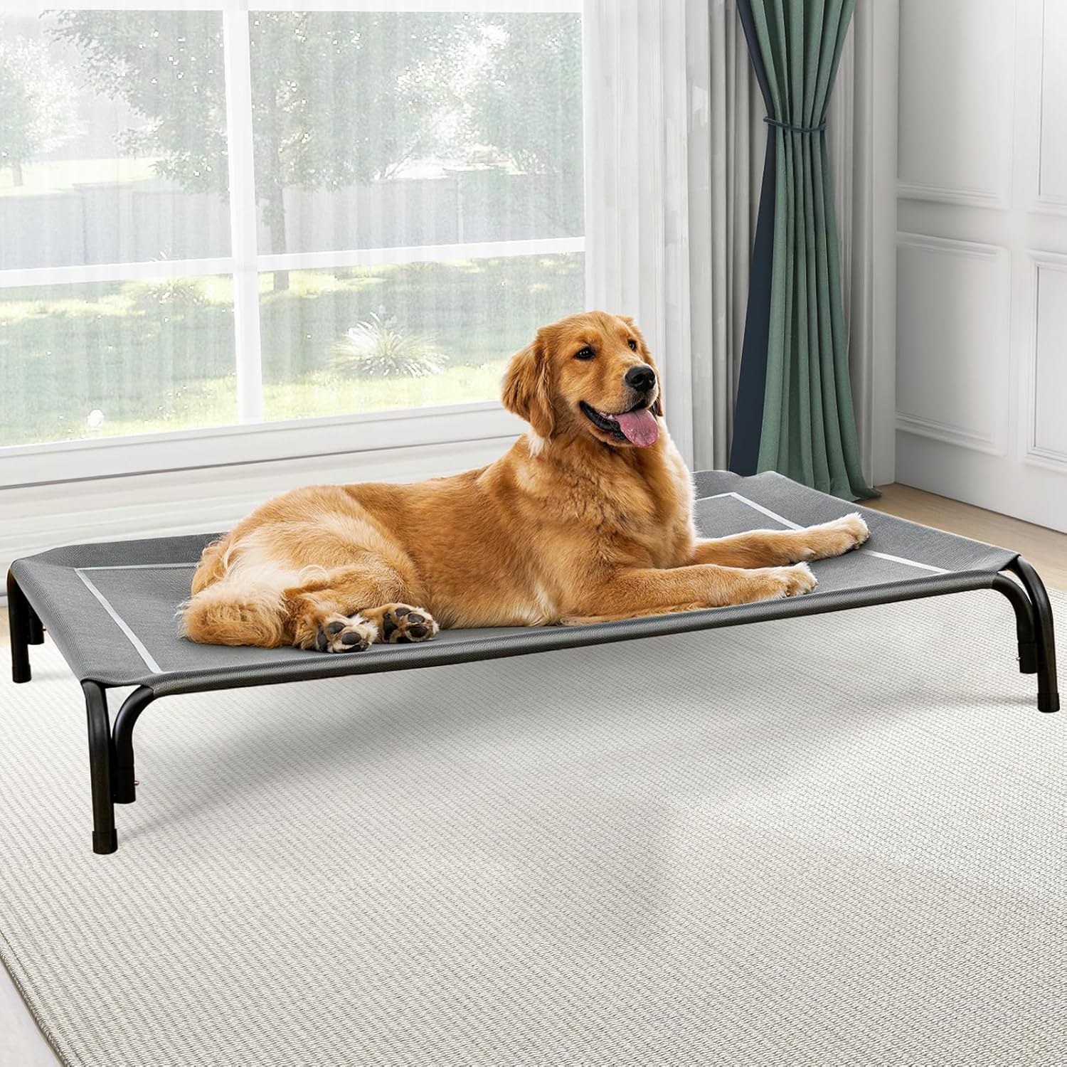 Elevated Dog Bed, Raised Outdoor Dog Bed for Extra Large Sized Dog, Portable Coo...