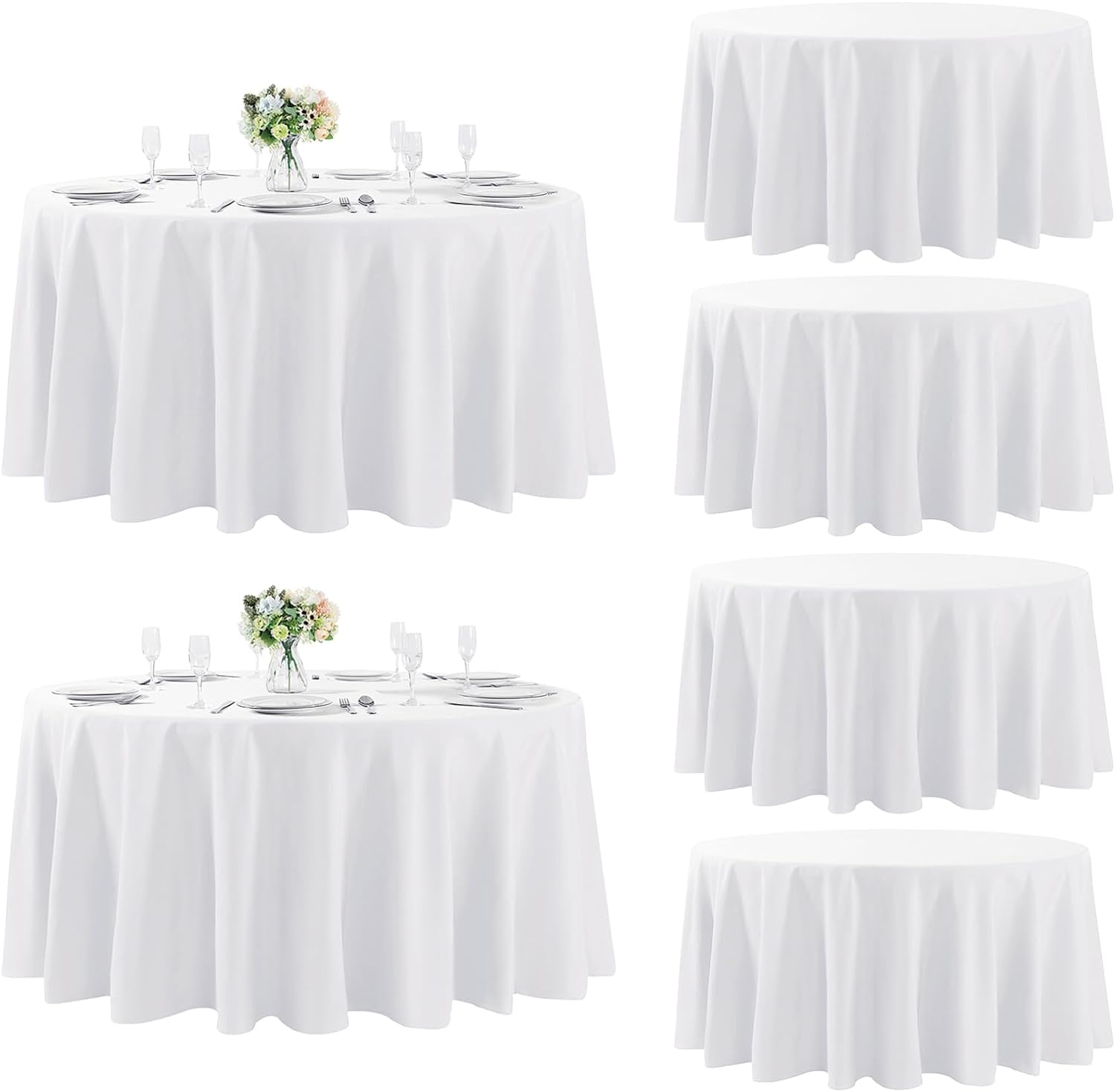 Fokitut 6 Pack Round Tablecloth, 108 Inch, Stain Resistant and Wrinkle Polyester...