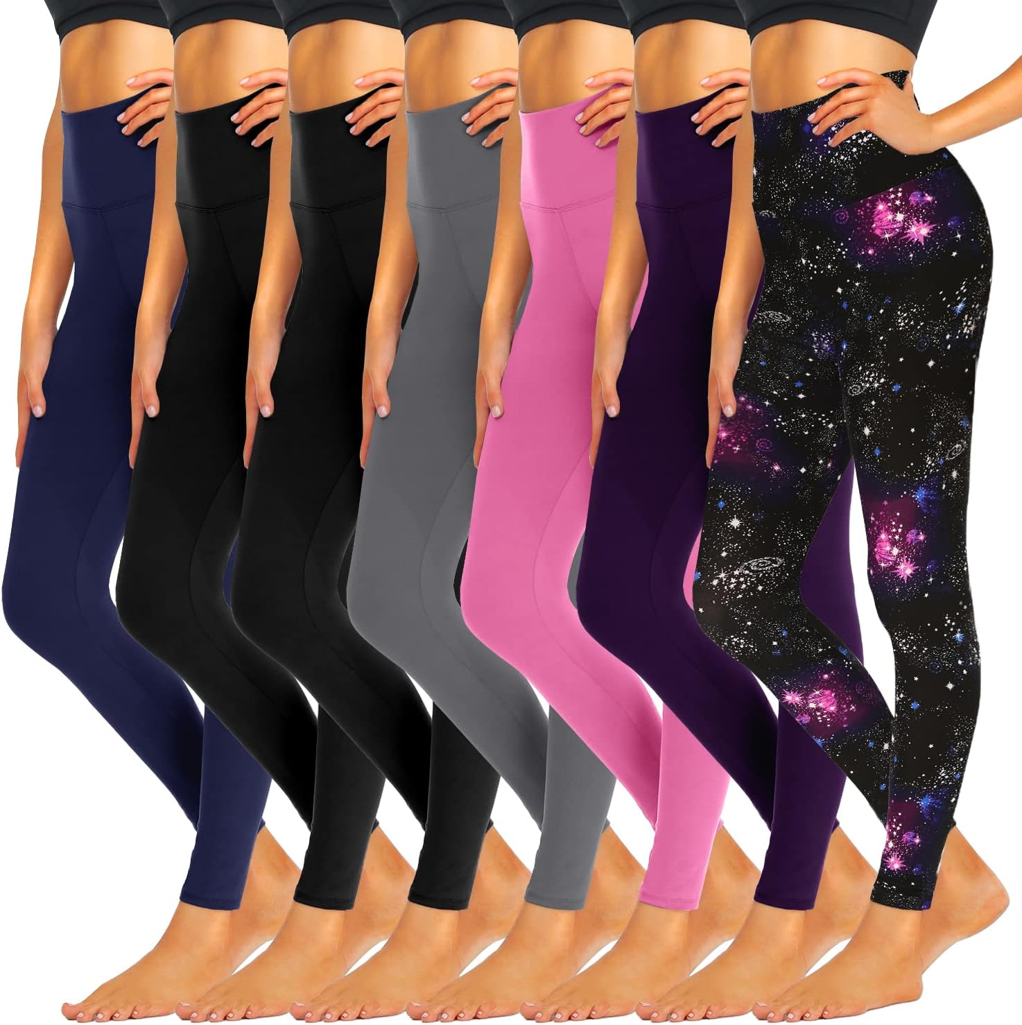 iceROSE 7 Pack Leggings for Women, Special High Waisted Tummy Control Leggings,...