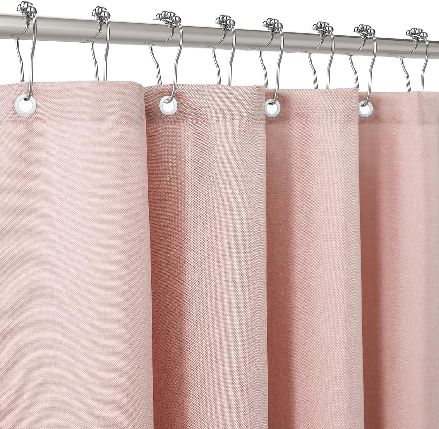 Shower Curtain for Bathroom with Metal Hooks Linen Fabric Shower Curtain Heavy D...