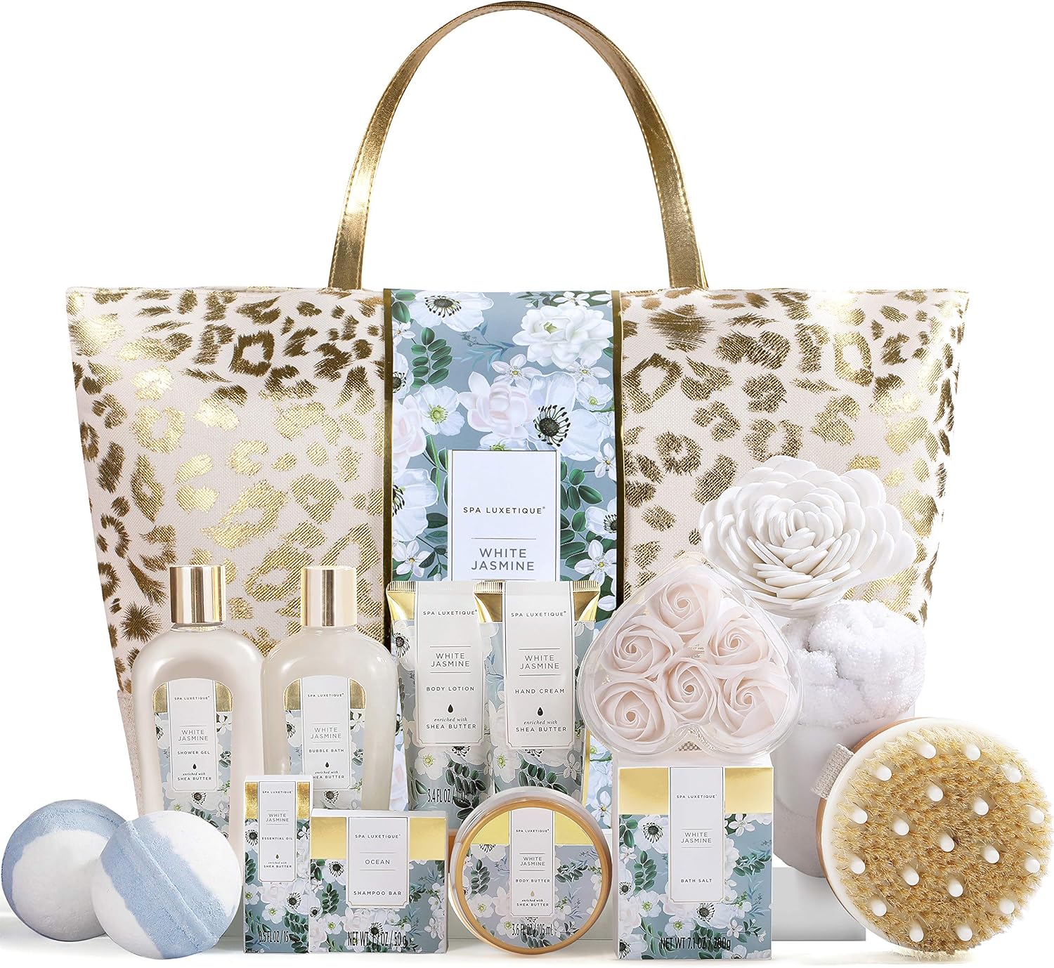 Bath Sets for Women-Spa Luxetique Spa Gift Set,15pcs Jasmine Luxury Bath Gift wi...