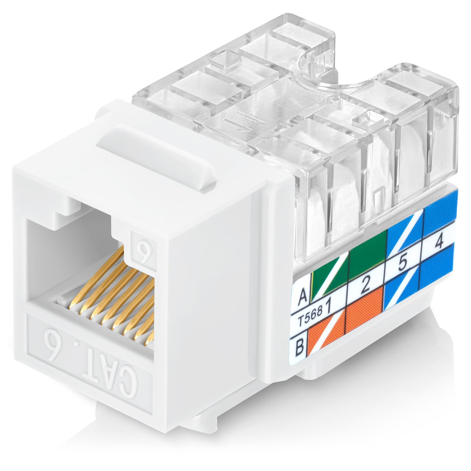 Everest Media Solutions 90° Angled Cat6 Keystone Jack in White - Slim Profile RJ...