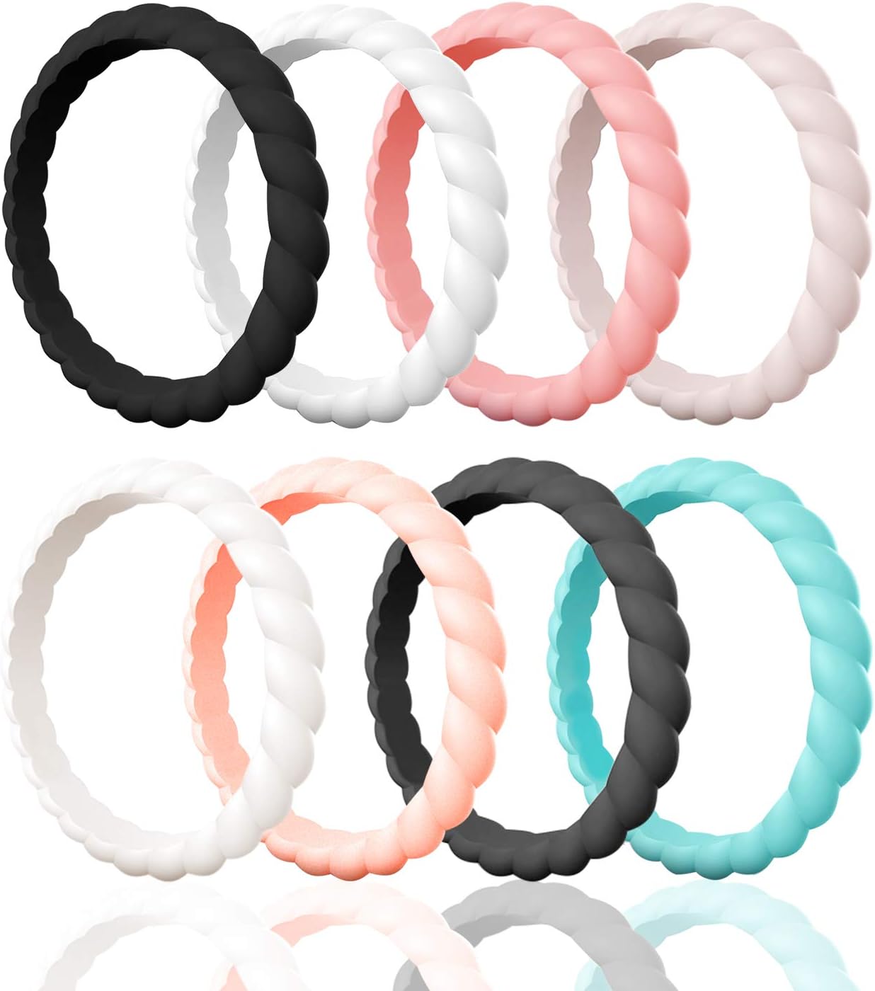 Egnaro Silicone Wedding Ring for Women,Thin and Stackble Braided Rubber Wedding...