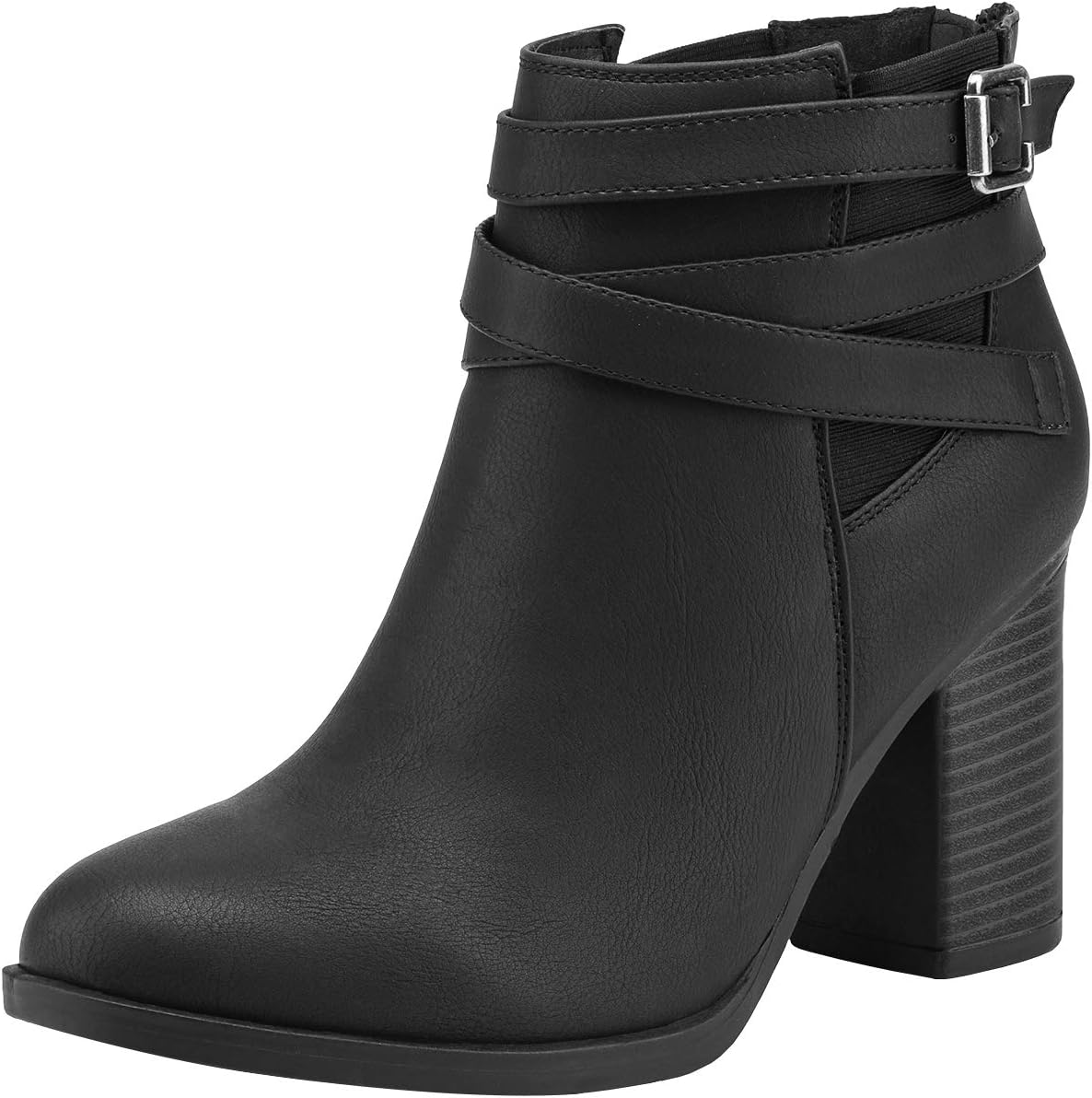 TOETOS Women's Chunky High Heel Ankle Boots, Special Close Toe Fall Heeled Booti...
