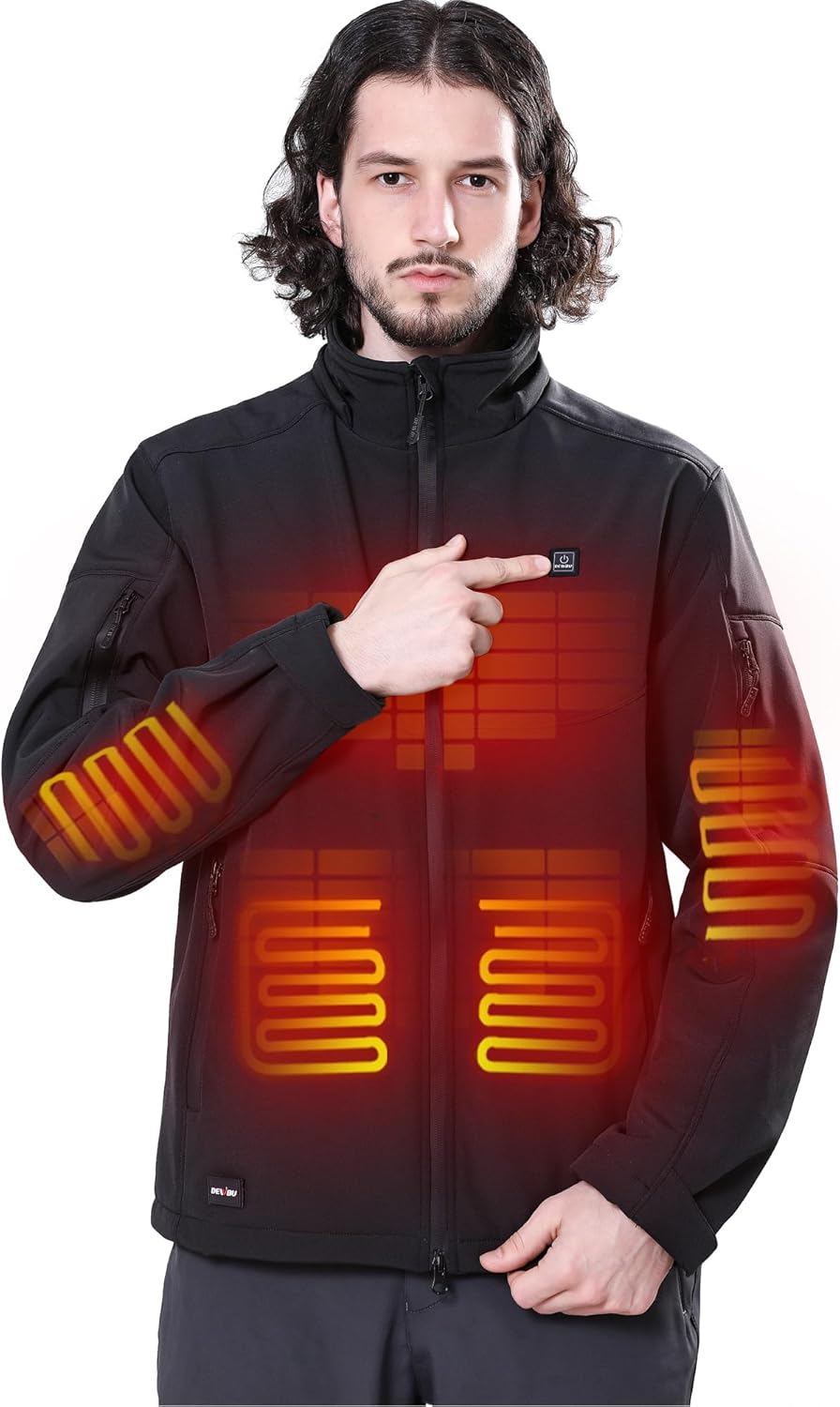 DEWBU Soft Shell Heated Jacket, Special Heating Coat for Men with 12V Battery Pa...