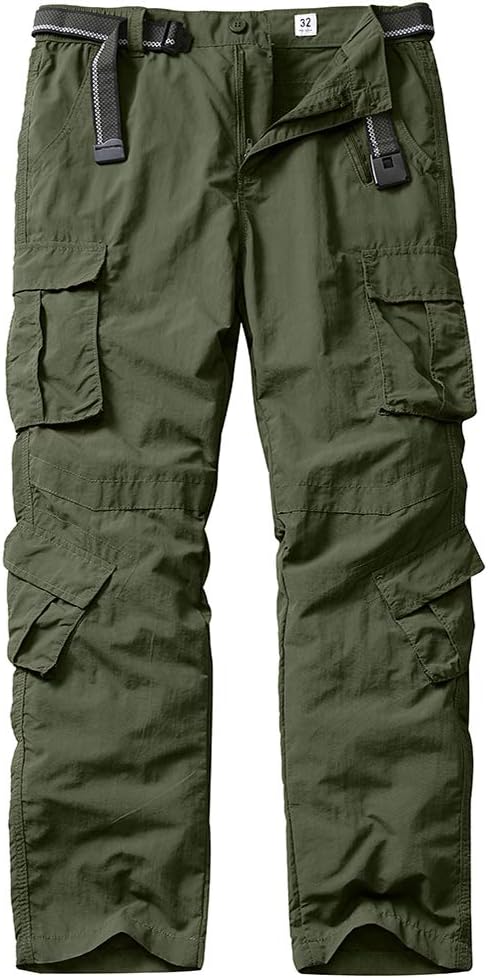 linlon Men's Outdoor Casual Quick Drying Lightweight Hiking Cargo Pants with 8 P...