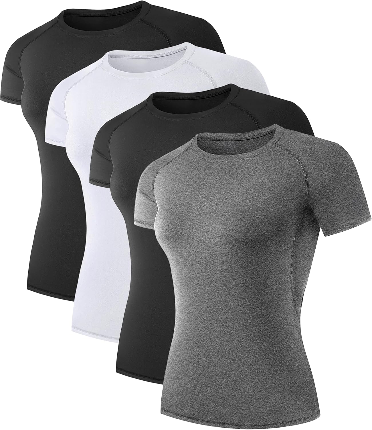TELALEO 4 Pack Women's Compression Shirt Running Athletic T-Shirts Workout Tops...