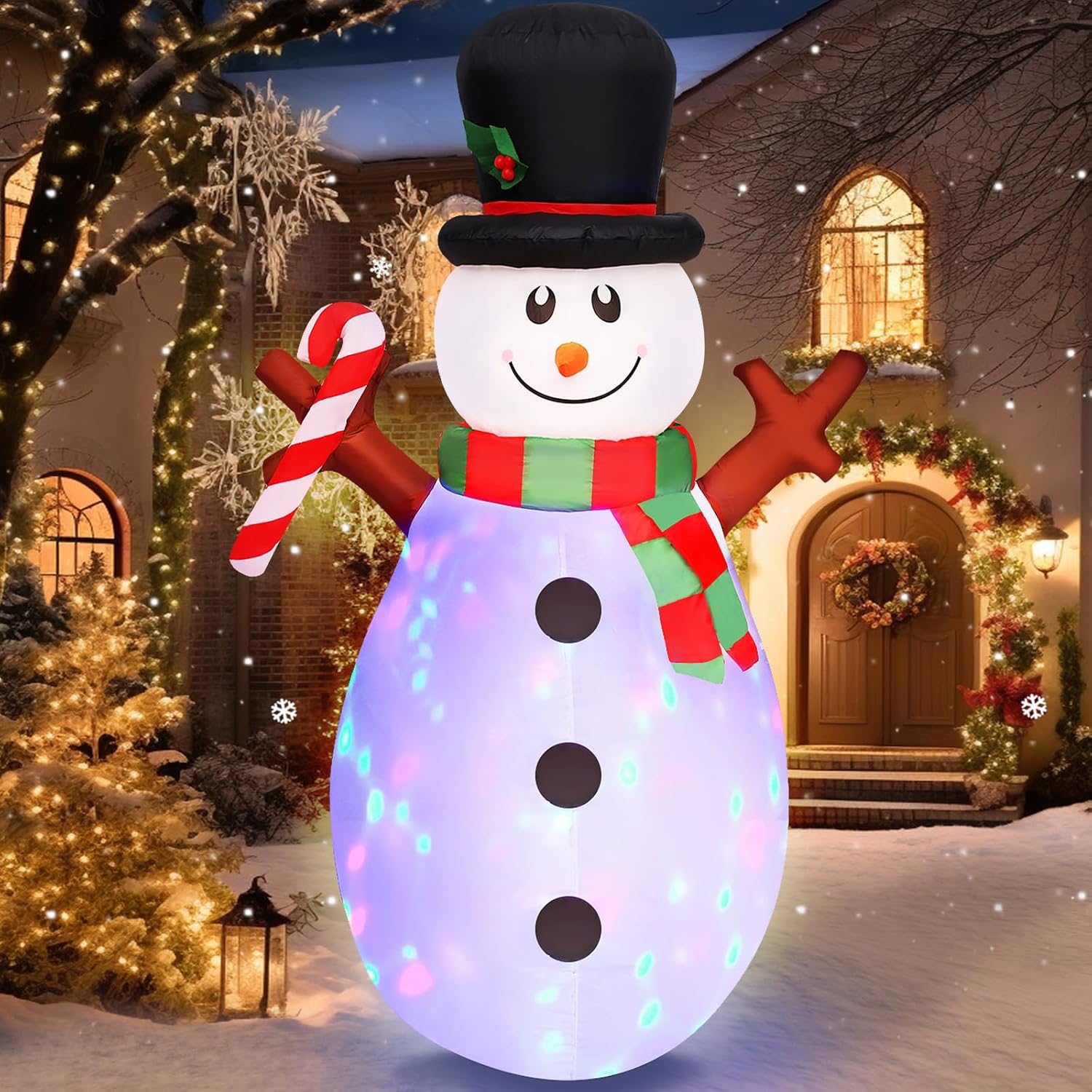 Danxilu 5 FT Christmas Inflatables Snowman with Colorful Rotating Led Lights Out...