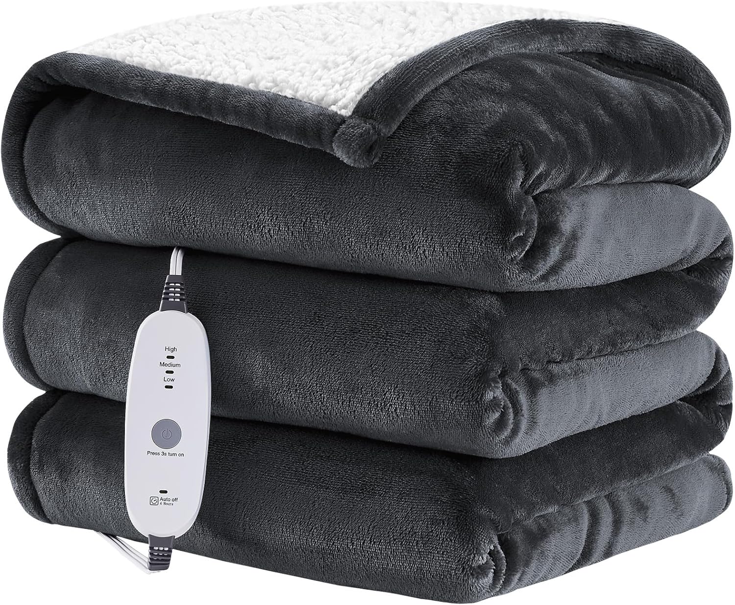 HYLEORY Heated Throw Blanket Flannel Electric Blanket Throw with 4 hrs Timer Aut...