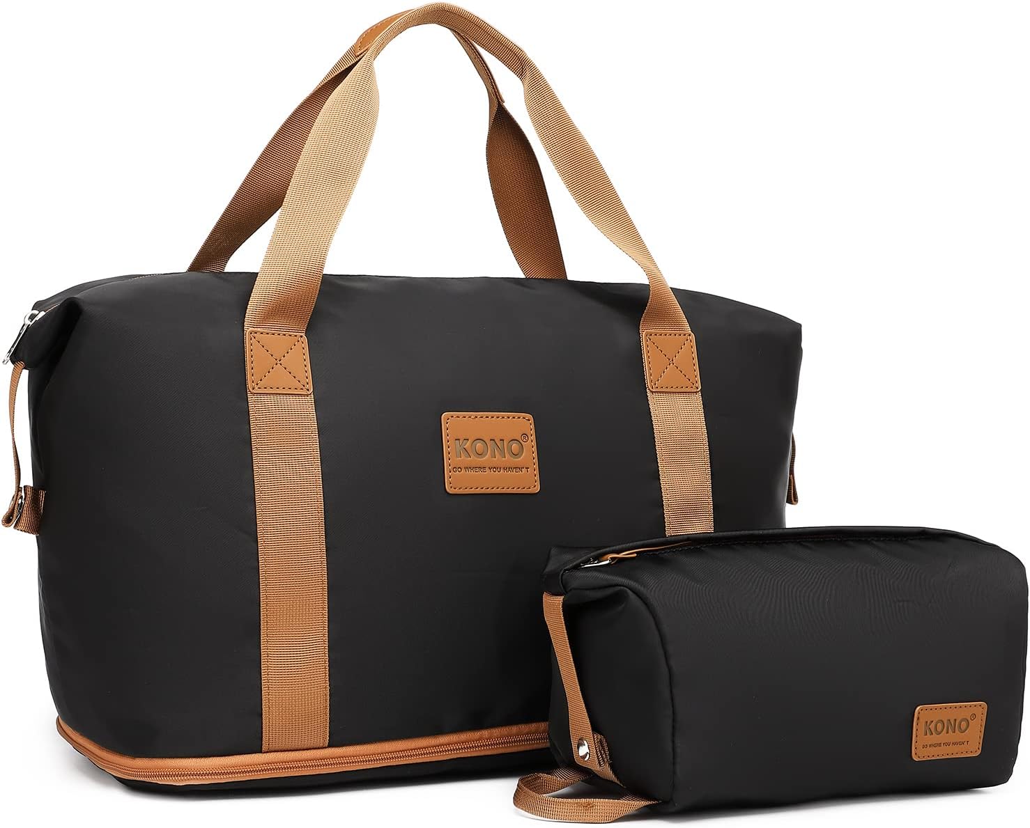 Kono Travel Duffel Bag with a Cosmetic Bag 36L Weekend Bags Dry and Wet Seperate...