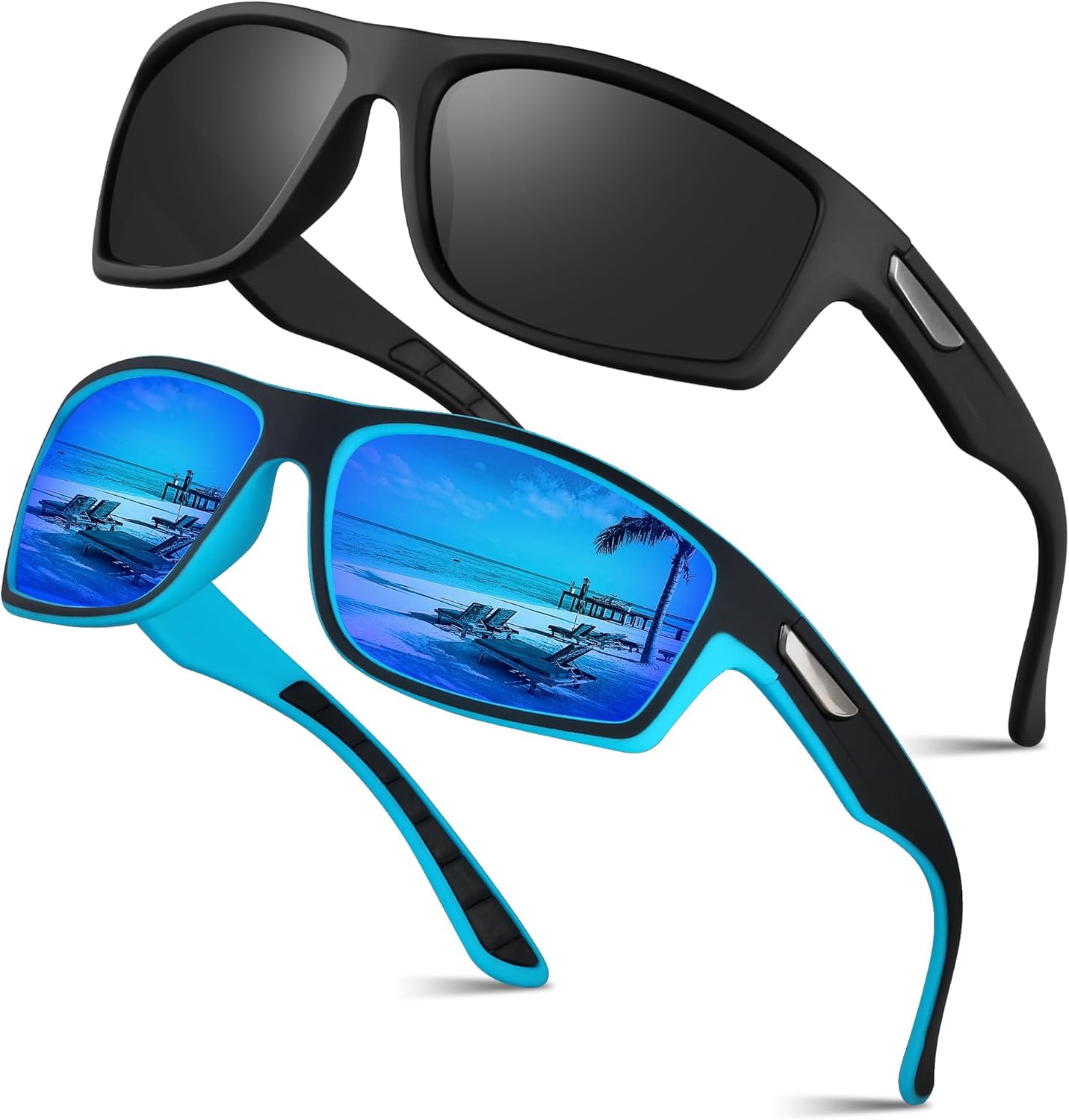 Ollrynns Polarised Sports Sunglasses for Men 2 Pack Sun Glasses Fishing Running...