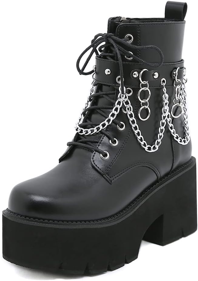 mikarka Women's Chain Platform Boots, Special Women's Boots with Lace Up, Stylis...