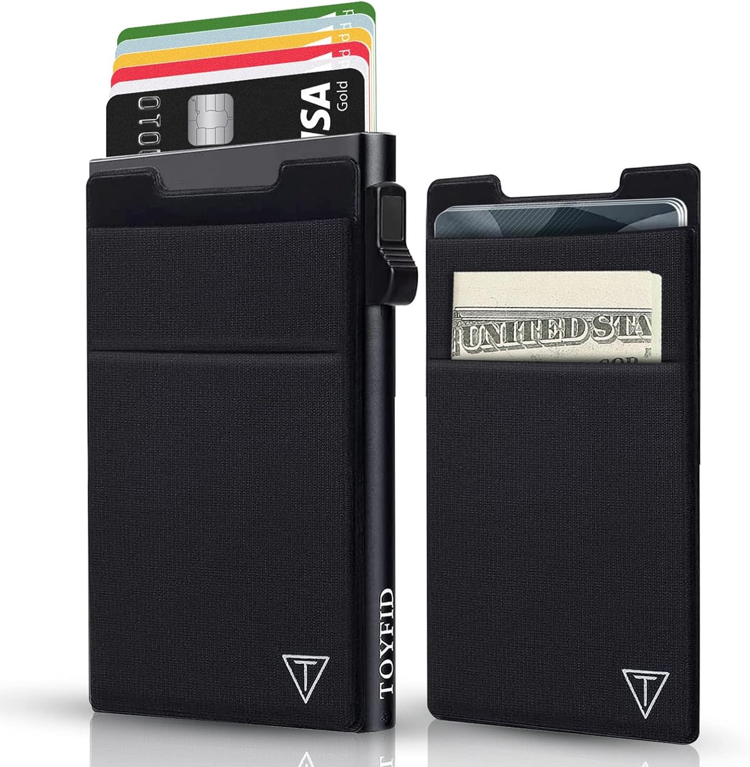 TOYFID Pop up Credit Card Wallet for Men-Metal Slim Minimalist Cards Holder with...