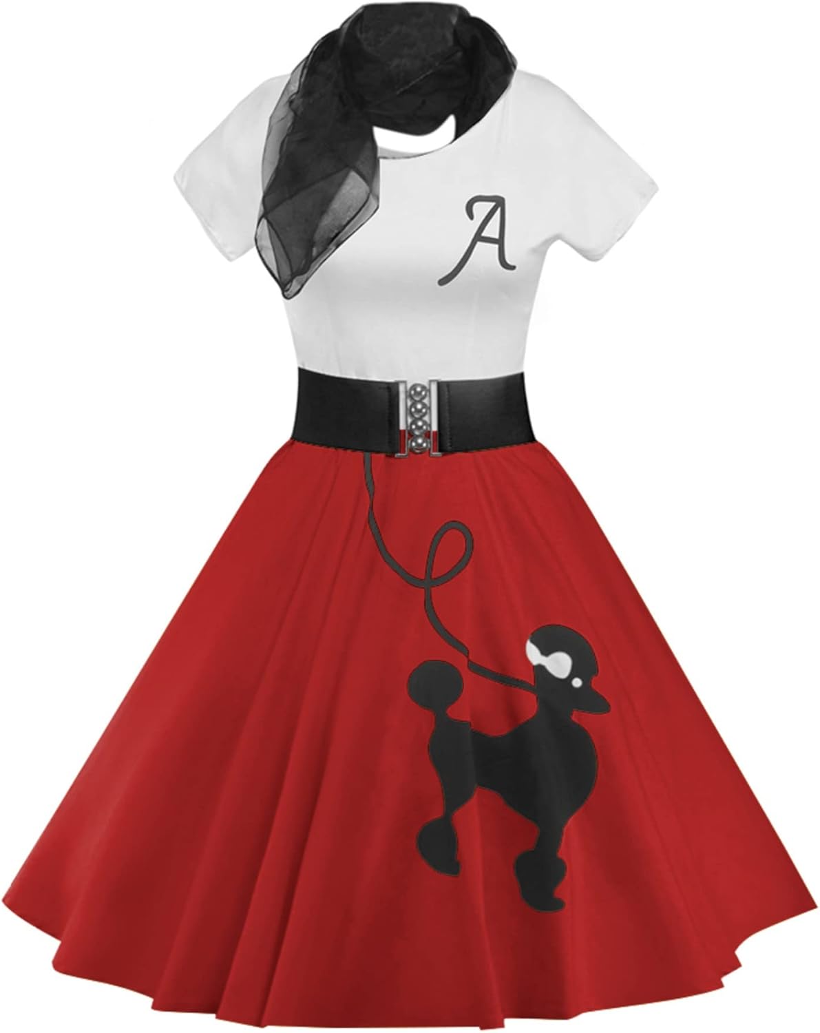 ZEZCLO Women's Dress, Special Retro Poodle Print Dress With High Waist, Unique V...
