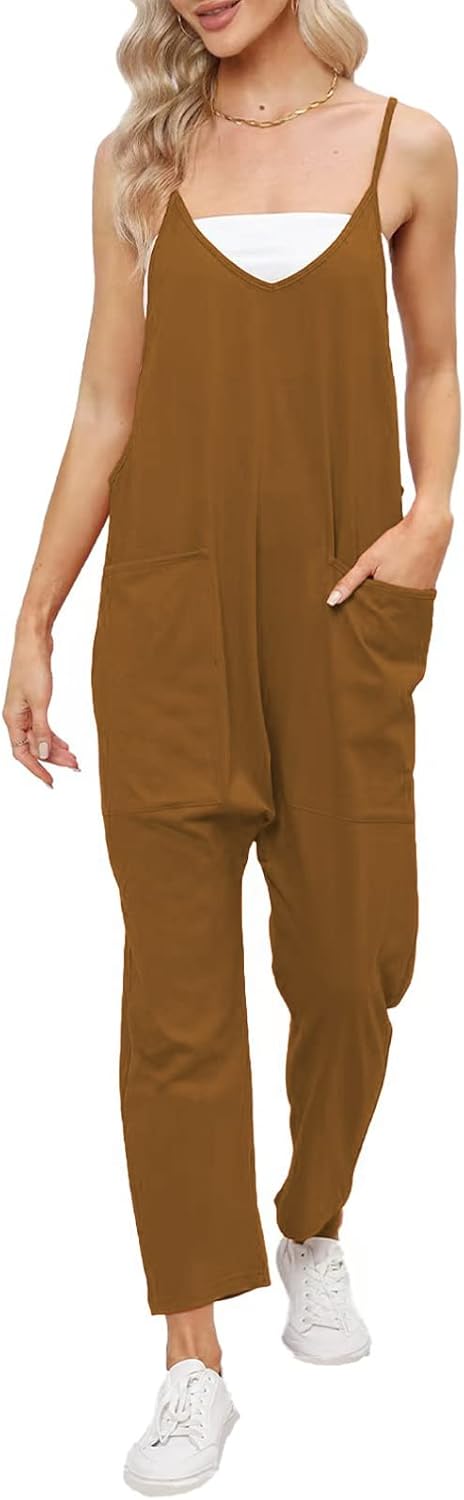 DEEP SELF Women's Jumpsuit, Special Loose Casual V Neck Sleeveless Overalls, Uni...