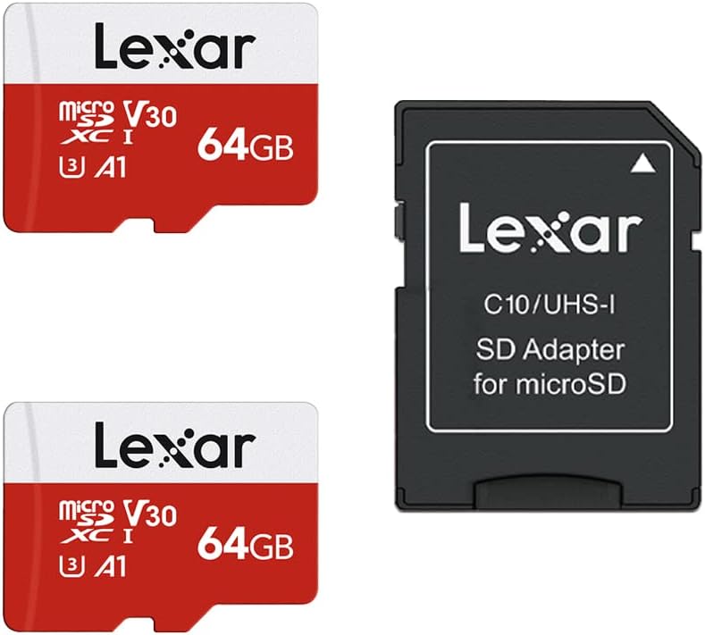 Lexar 64GB Micro SD Card 2 Pack, microSDXC UHS-I Flash Memory Card with Adapter...