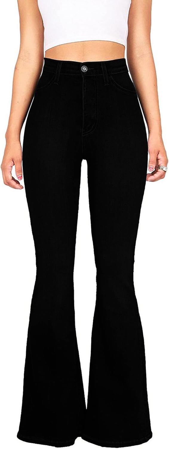 High-Waisted Bell Bottom Jeans for Women, Special Black Flare Jeans, Innovative...