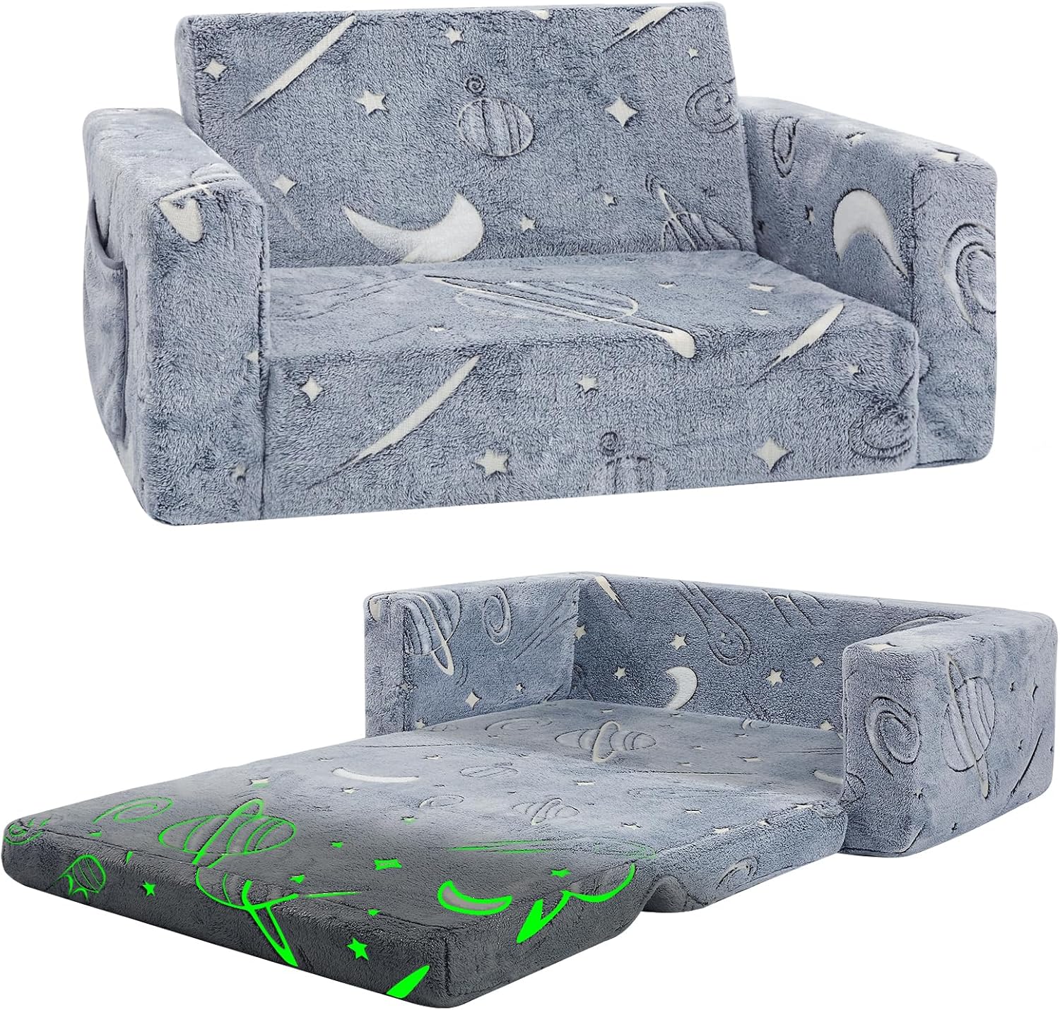 Toddler Chair Comfy,Toddler Couch,Extra Wider Seating,Glow in The Dark Kids Sofa...