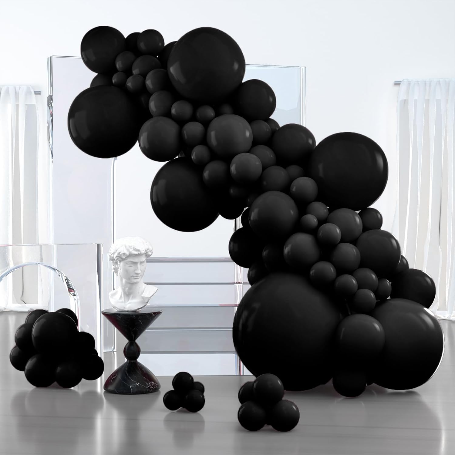 PartyWoo Black Balloons, 127 pcs Matte Black Balloons Different Sizes Pack of 36...