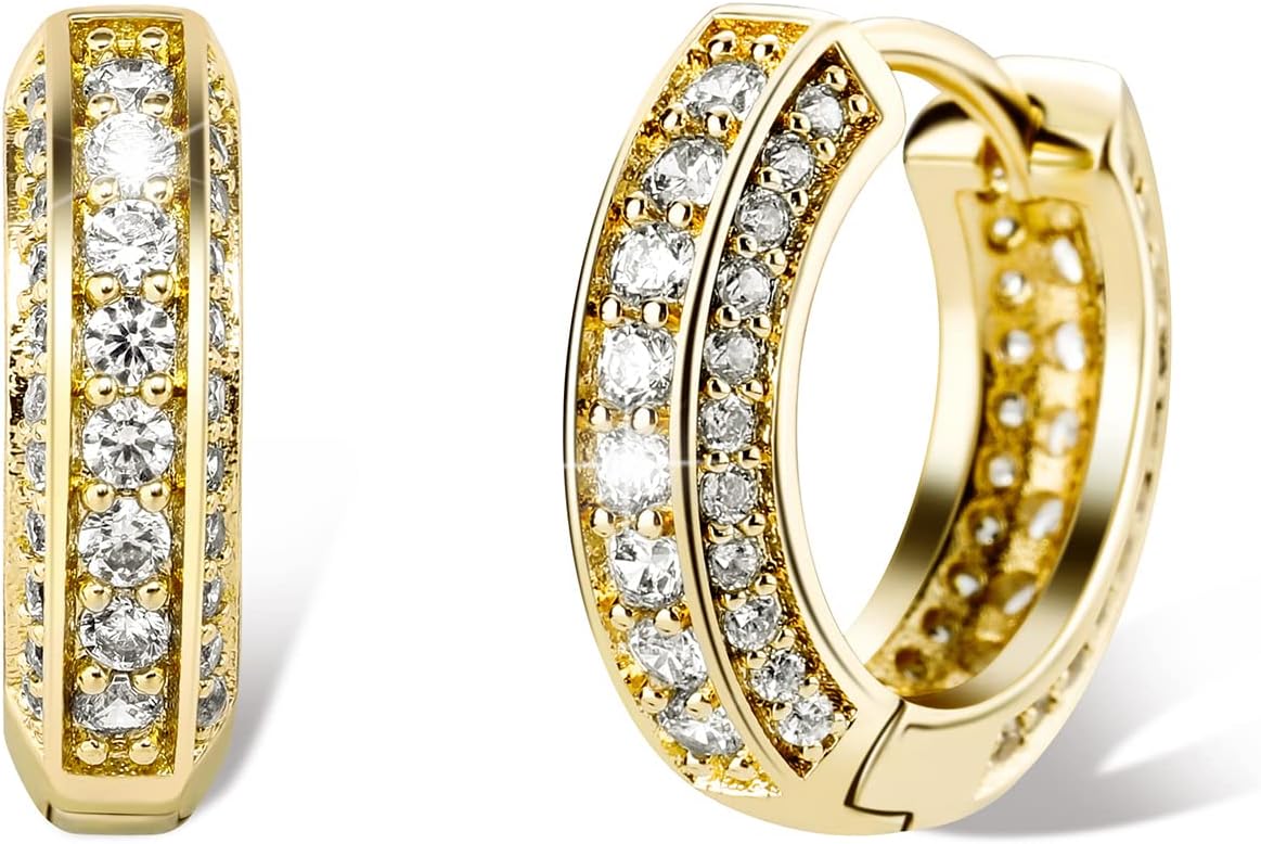 TOPGRILLZ Iced Out Hoop Earrings Cubic Zirconia Huggie Cartilage Cuff Hypoallerg...