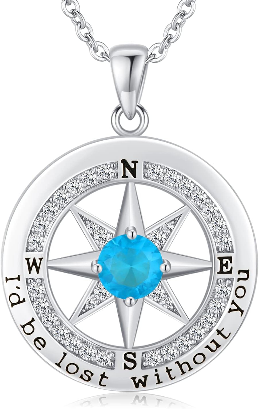 S925 Necklace Gift for Wife, Compass Jewelry Women Wedding Anniversary, Sterling...
