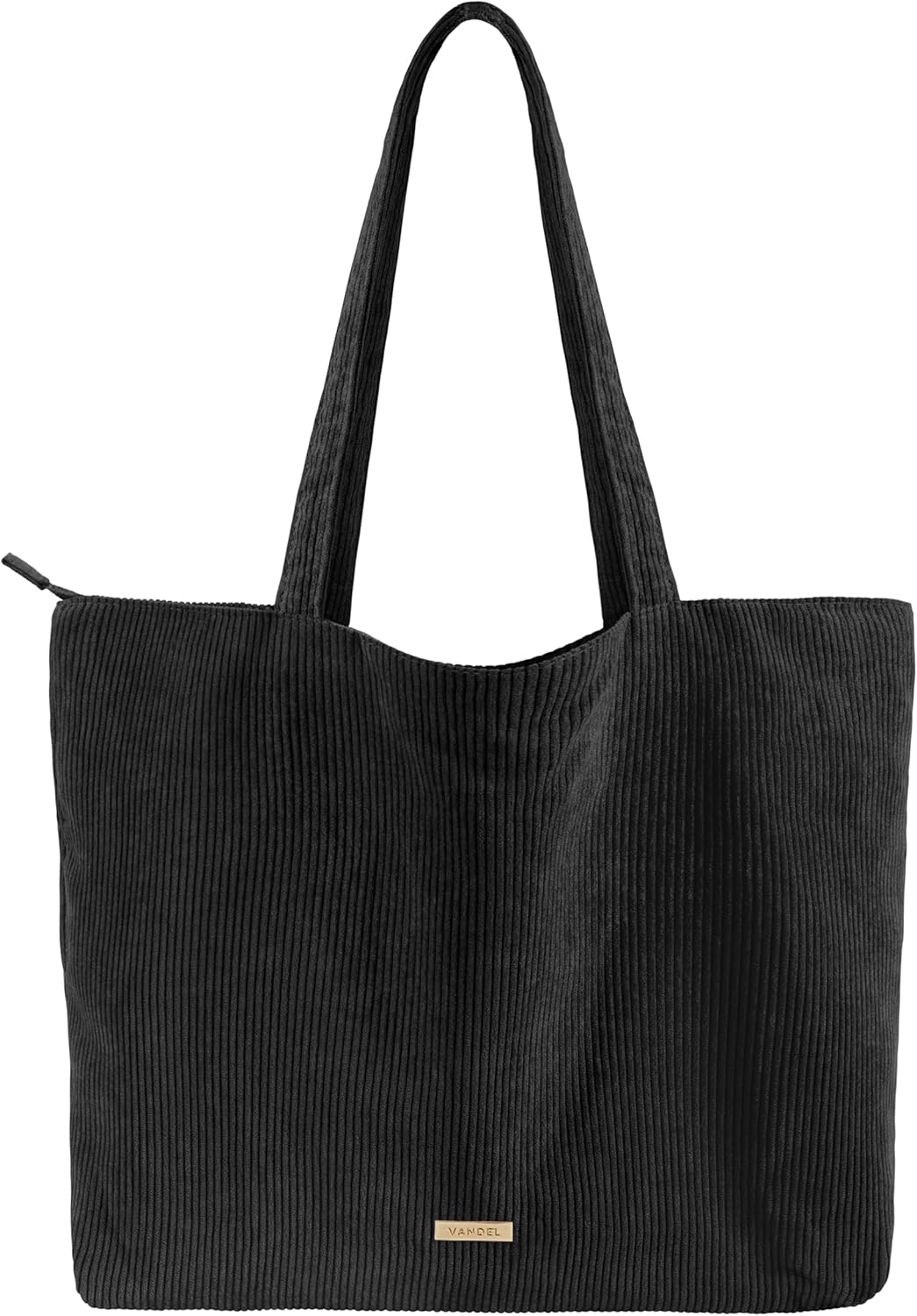 VANDEL Corduroy Tote Bag for Women and Men with Zipper and Inner Pockets. Tote B...