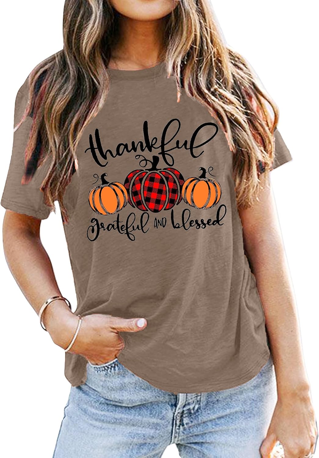 Thanksgiving Shirts for Women, Special Thankful Grateful Blessed Shirt, High-Qua...