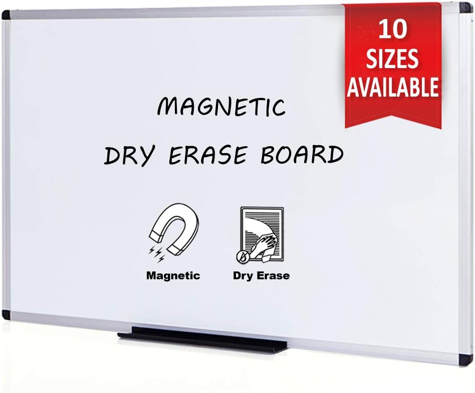 VIZ-PRO Magnetic Dry Erase Board, 6' x 4', Silver Aluminium Frame 72 X 48 Inches
