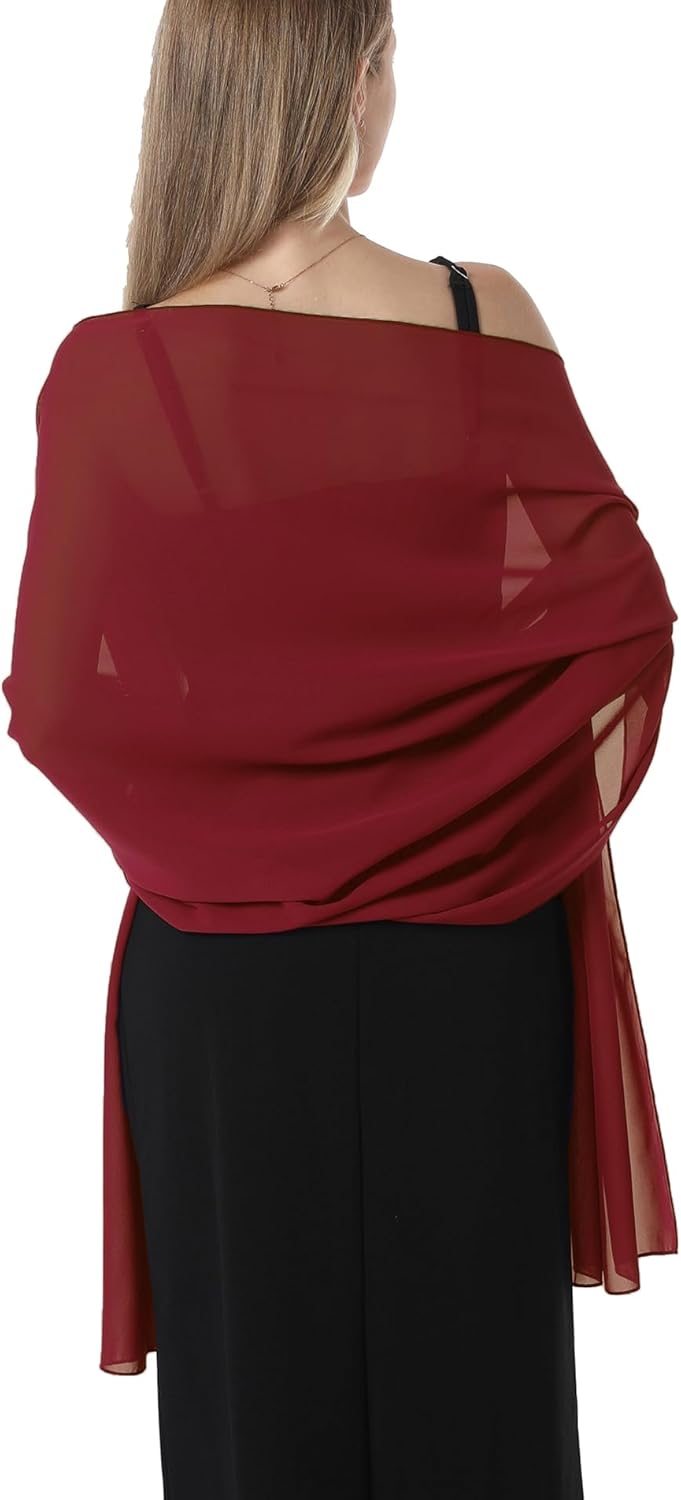 Chiffon Shawls and Wraps for Evening Dresses Women Elegant Soft Scarf Bridal Sca...