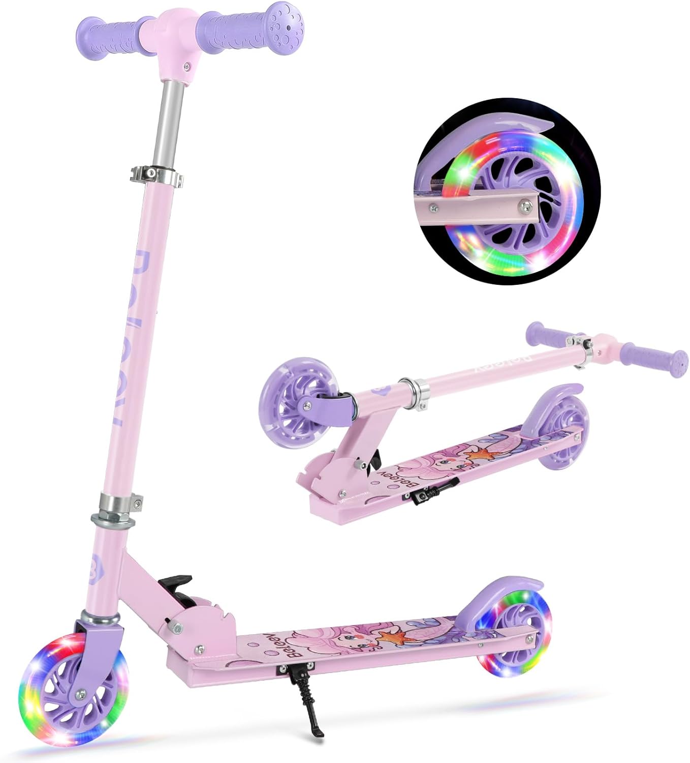 BELEEV V1 Scooter for Kids, 2 Wheels Folding Kick Scooter for Children Girl and...
