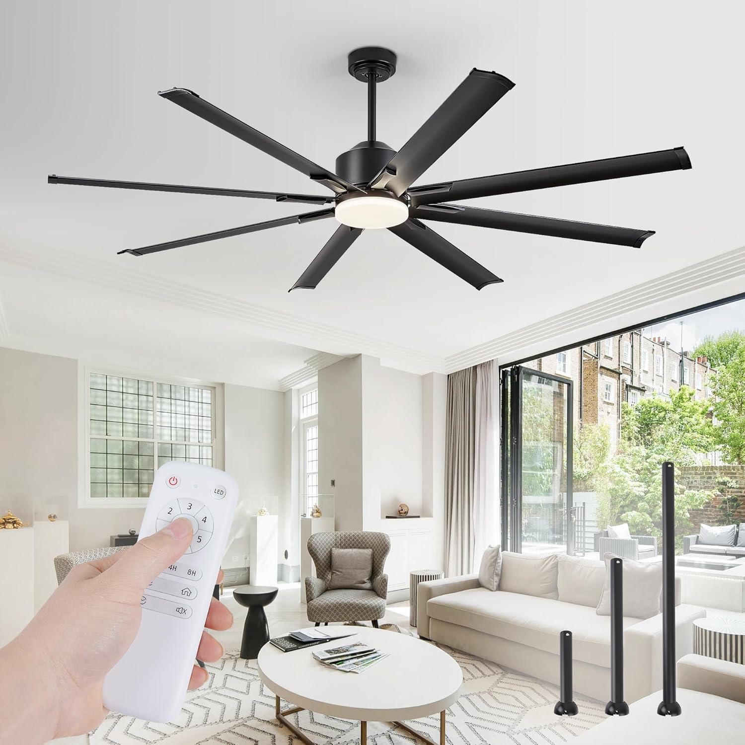 72 inch Aluminium Blade Ceiling Fans with Lights and Remote, Outdoor Ceiling Fan...