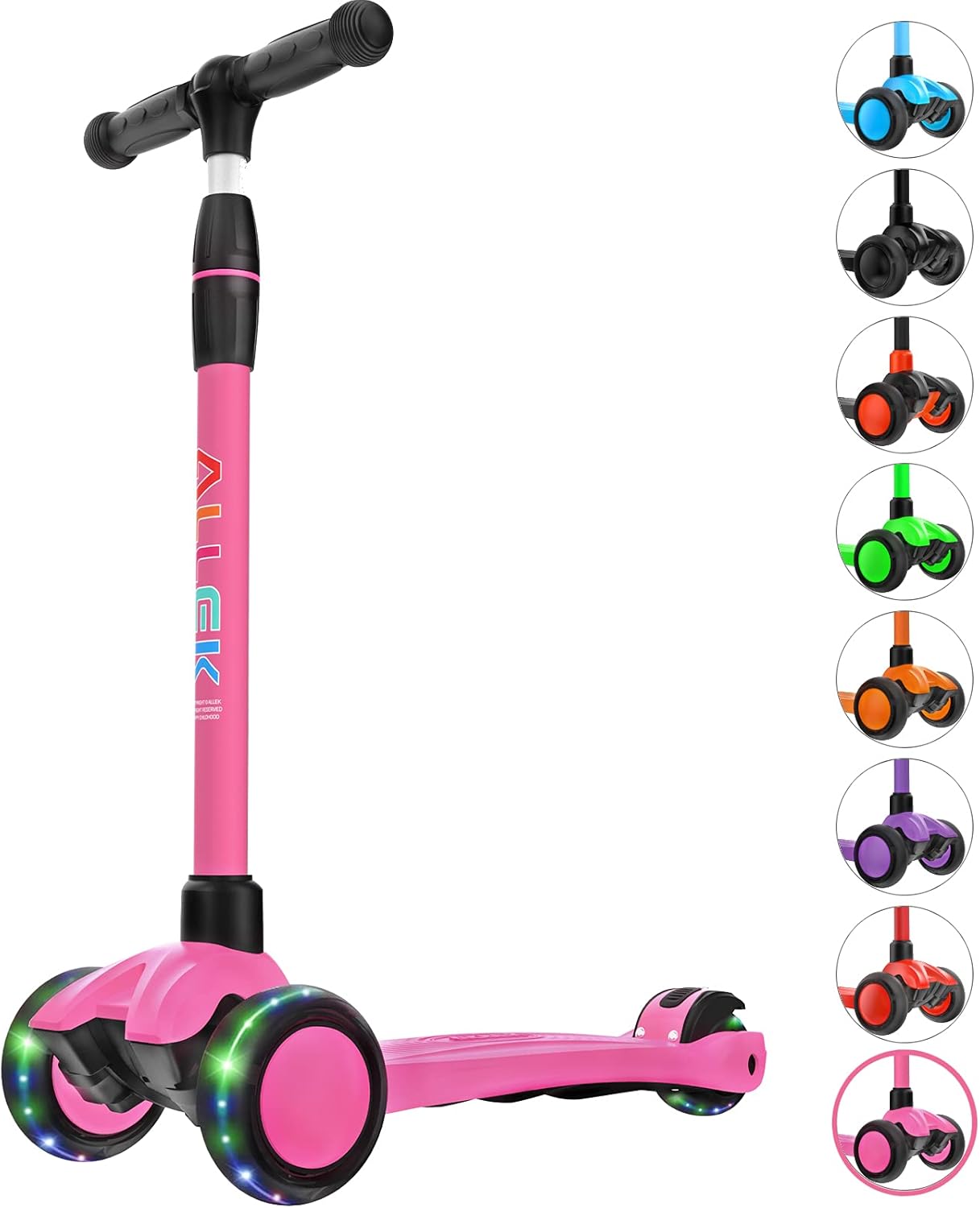 Allek Kick Scooter B03, Lean 'N Glide 3-Wheeled Push Scooter with Extra Wide PU...