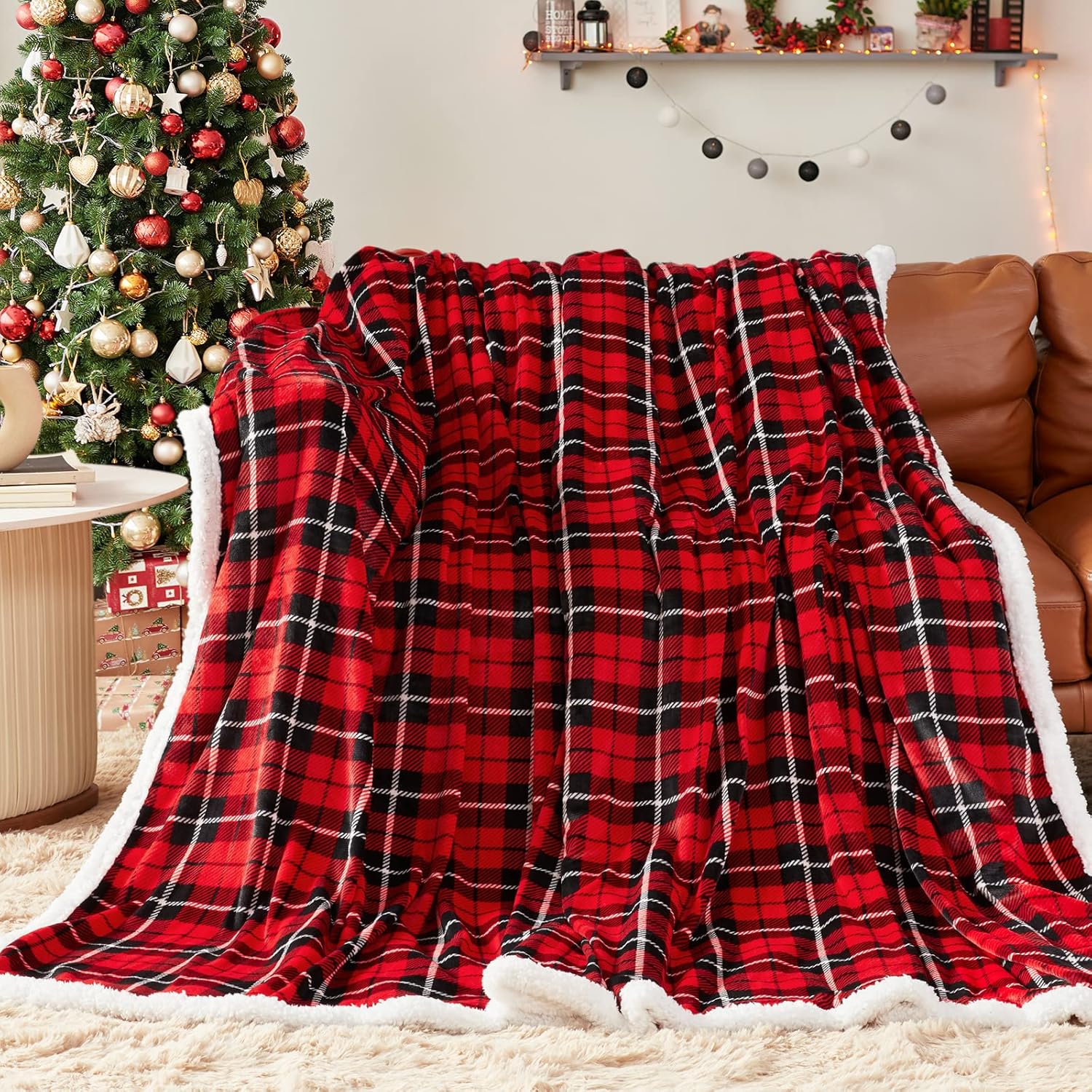inhand Sherpa Throw Blanket, Special Blanket for Couch, Affordable Twin Checkere...