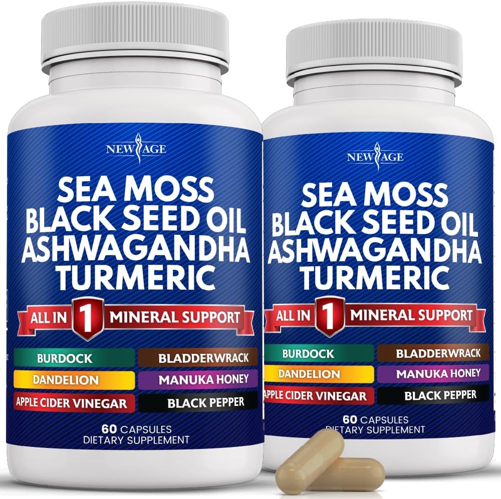 Silica Sea Moss 3000mg Black Seed Oil 2000mg Ashwagandha 1000mg Turmeric 1000mg...