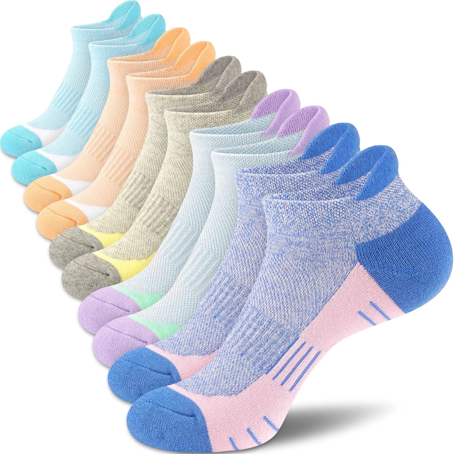 Ankle Socks Women Athletic No Show Socks Running Comfort Cushioned 5-Pairs 8-10...
