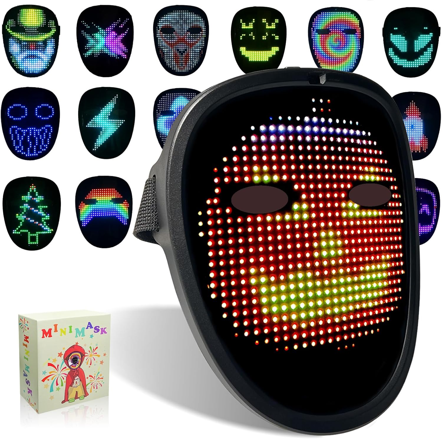 Led Mask with Gesture Sensing, Light up Mask Lighted Face Transforming Mask for...