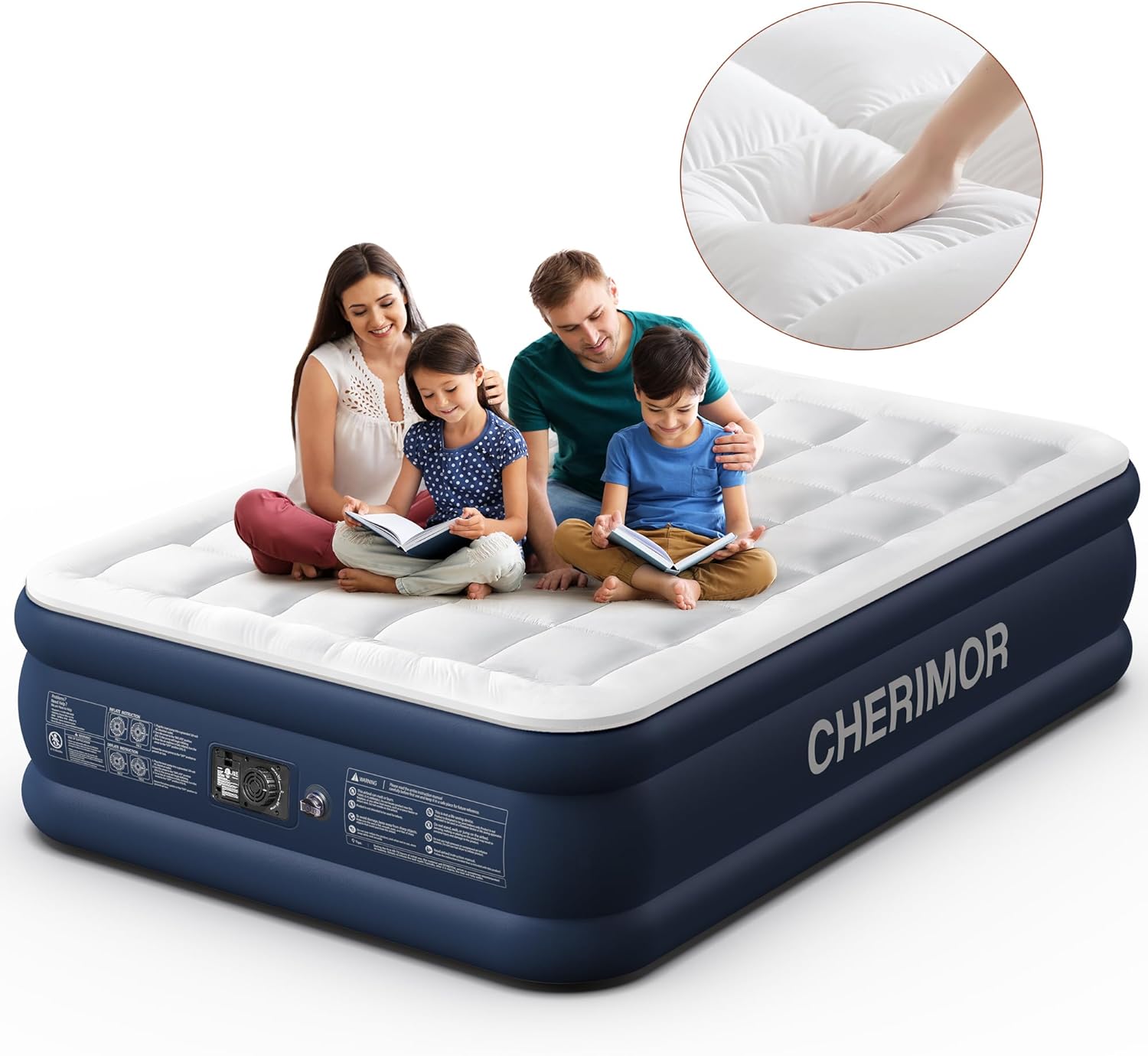 Air Mattress Queen with Built in Pump and Quilted Mattress Topper, 20" Comfort I...