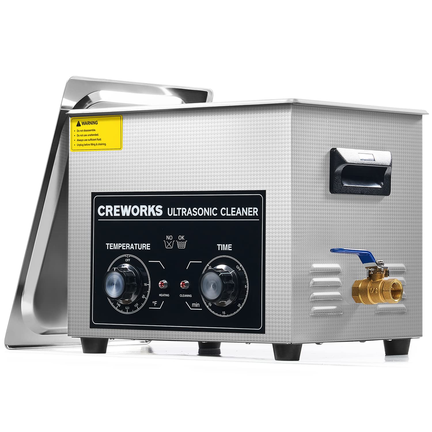 CREWORKS Ultrasonic Cleaner with Heater and Timer, 2.6 gal Digital Sonic Cavitat...
