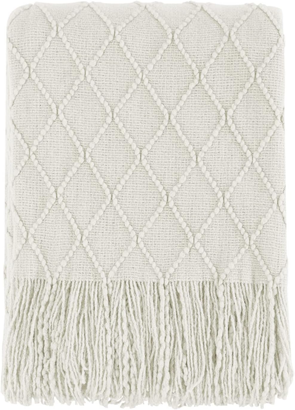 BOURINA Throw Blanket Knitted Throw Textured Solid Soft Sofa Couch Cover Decorat...