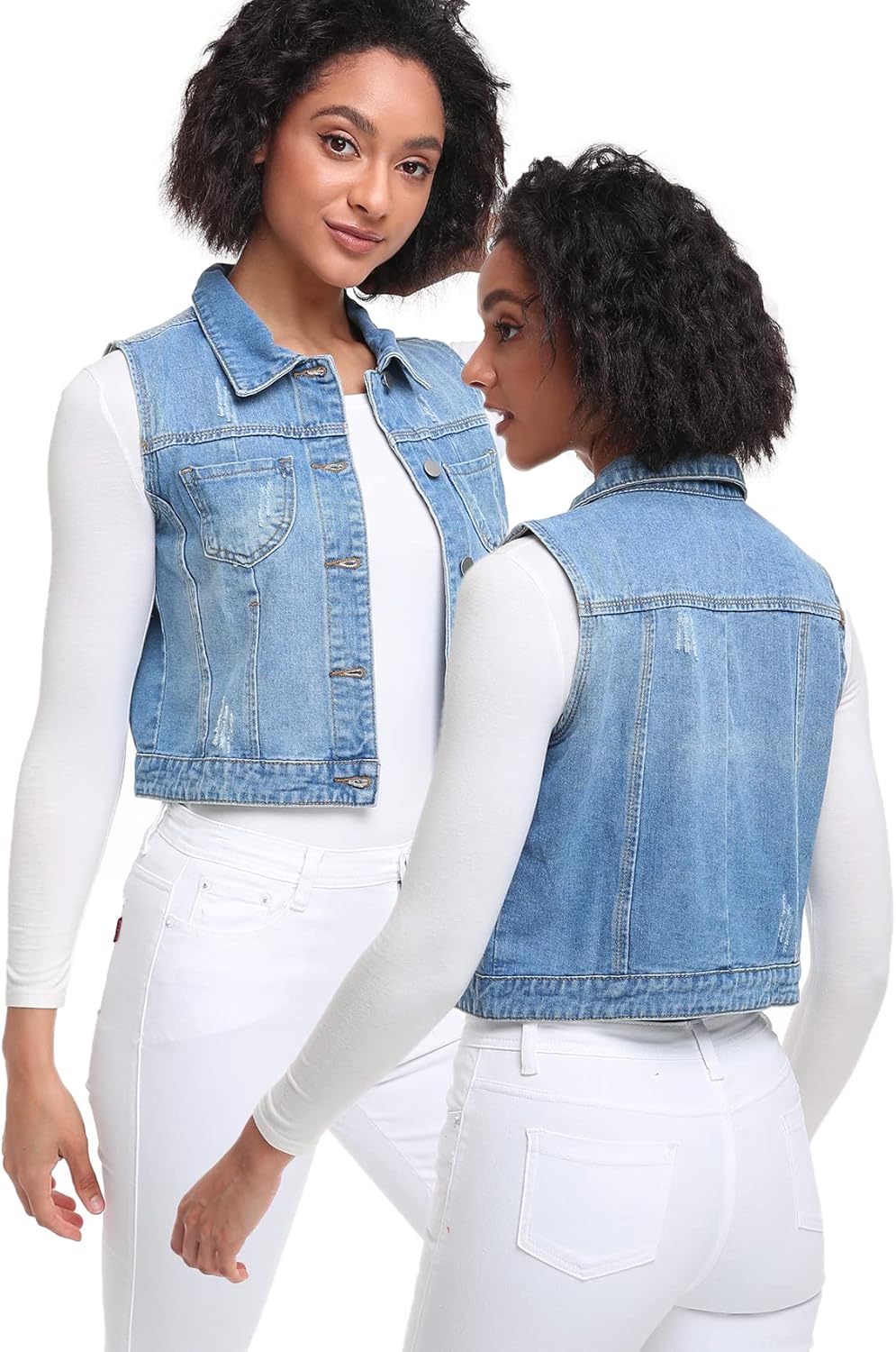 Xeoxarel Denim Vest, Special Women's Sleeveless Jean Jacket, Affordable Medium L...