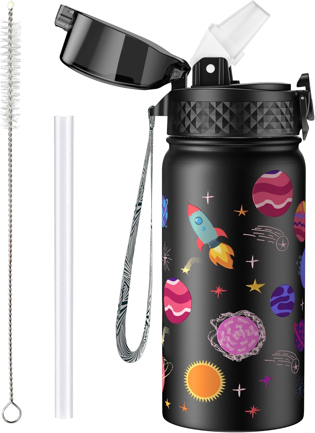 OLDLEY 420ml/14oz Kids Stainless Steel Insulated Water Bottle with Straw for Sch...